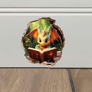 Dragon Livre de lecture Trou de <span class=keywords><strong>souris</strong></span> Stickers muraux Autocollants muraux faits à la main Décoration pour la maison Chambre d'enfant Idée cadeau - Product Image 3