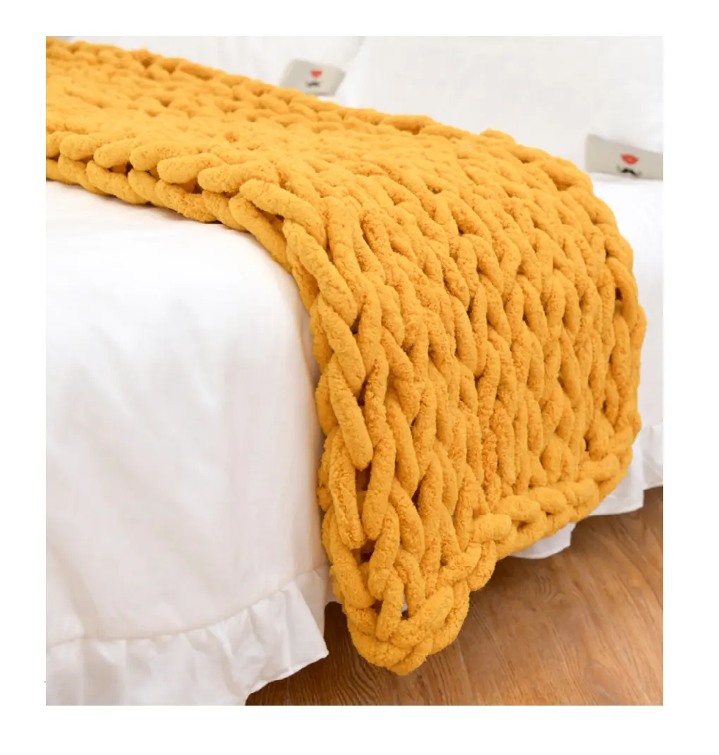Popular Super Soft Chunky Chenille Knit Blanket Throw For Home Decor Couch Sofa and bedding