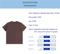 T-shirt Homme 250g en Mélange Nylon Coton Spandex, Tailles S-4XL, Personnalisable avec Logo, Uni, Manches Courtes, Haute Qualité