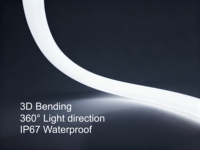 360 °   Tube lumineux LED flexible rond néon 1700lm, blanc réglable, bande néon 3D pliable, DC24V IP67 pour décoration d'exposition/plafond/bureau