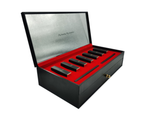 Boîte de rangement rigide noire personnalisée à double tiroir pour rouges à lèvres et cosmétiques, coffret cadeau - Product Image 4