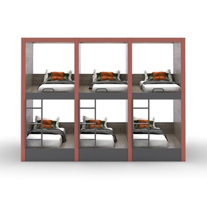 Lit superposé double moderne avec toboggan, lit capsule en bois pour dortoirs d'étudiants, auberges, hôtels, écoles, hôpitaux - Product Image 4