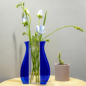 Pleksiglas vazo çiçek düzenleme şişe şekli akrilik vazo şeffaf renk modelleme vazo