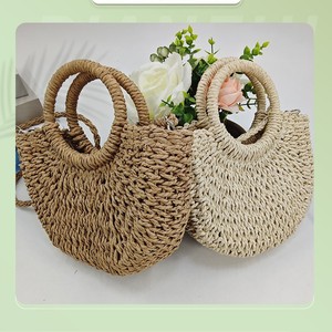 Borsa da spiaggia lavorata <span class=keywords><strong>a</strong></span> <span class=keywords><strong>mano</strong></span> di design da donna alla moda estiva in tinta unita borsa da spiaggia resistente chiusura aperta per la primavera autunnale - Product Image 3