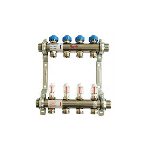 Collecteur Roth en acier inoxydable pour tubes radiants, avec débitmètres, pour systèmes de chauffage - Product Image 1