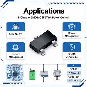 Транзистор MOSFET P-канальный NK PJA3415 SOT-23 -20В VDSS -3.8А ID Rds(on) 37мм для поверхностного монтажа, безопасный силовой транзистор, переключатель нагрузки для ноутбуков - Product Image 5