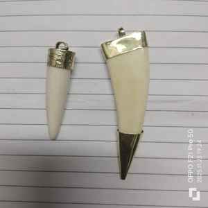 Colgantes de Hueso de Cuerno Vintage Hechos a Medida con Detalles Metálicos de Aleación de Cobre para la Fabricación de Joyería y Collares - Product Image 2