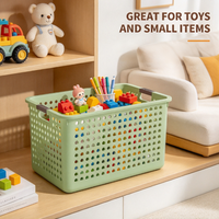 Panier de rangement en plastique PP multi-couleurs et multi-tailles, bac de rangement pour bureau, collations, jouets, articles divers, empilable, creux, durable, facile à nettoyer