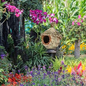 Tessuto a mano appeso uccelli case per la nidificazione di erba naturale nido di uccelli per il giardino - Product Image 5