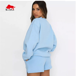 Костюм спортивный женский из 2 предметов, короткий свитшот с капюшоном и штаны, джоггеры, под заказ - Product Image 6