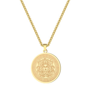 Nuevo disco grabado colgante mitología griega joyería Gorgon Medusa oro griego collares de acero inoxidable regalos para mujeres - Product Image 1