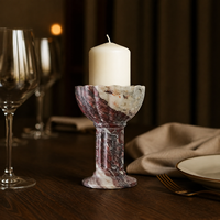 Support de bougie sculptural en marbre violet luxueux NANWEI pour la décoration de la maison, des hôtels et des tables à manger