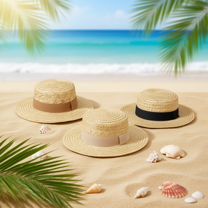 Sombrero de Paja con Cinta Decorativa, Ala de 7 cm, Sombrero de Paja de Trigo para Mujer, para Usar en la Playa en Verano - Product Image 3