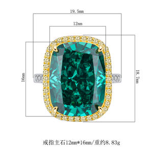 Anillo de Compromiso o Promesa de Plata de Ley 925 con Esmeralda Verde Amarilla de Corte Cuadrado y Circonita Chapada en Oro para Mujer - Product Image 3