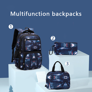 Sacs d'École en Gros Lot de 3 Pièces avec <span class=keywords><strong>Sac</strong></span> Repas pour Garçons Enfants Élèves <span class=keywords><strong>Sac</strong></span> à Dos Grande Capacité Noir - Product Image 3