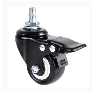 Furniture Caster 1.5" & 2" Rubber Swivel with Brake <b>Plate</b> Mount Industrial Precision Ball Bearing Durable for Display <b>Racks</b> - Product Image 4