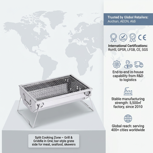 Barbecue portable pliable en acier inoxydable au charbon de bois pour le camping en plein air, source d'usine HZA-8825, Zhejiang, robuste et durable - Product Image 1