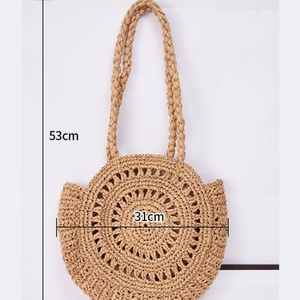 Sac messager en paille tressée, sac à bandoulière rond, sac à main décontracté d'été avec sangle tressée pour usage quotidien - Product Image 5