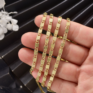 solid polished golden grid textured cuban link scratch resistant anti tarnish multi size custom 18k gold plated <b>chain</b> necklace - Product Image 4