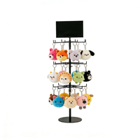 Support d'affichage en métal à 3 niveaux avec crochets, support d'affichage pour porte-clés en peluche pour magasin, support suspendu pour porte-clés en peluche pour animaux avec 24 chevilles