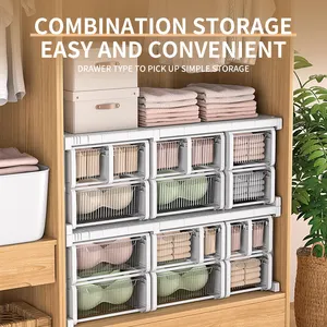 High Quality Transparent Stackable Underwear Socks Organizer Drawer Wardrobe Partition Storage Organization Box