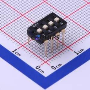 ES-04KP DIP Switch Through hole Component (THT) Switch Flat Toggle, Raised Type Single Pole Single Throw 4 2.54mm - Product Image 1