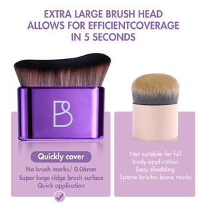 Brocha Autobronceadora BS-MALL para Rostro y Cuerpo, Brocha de Maquillaje de Lujo con Logotipo Personalizado, Mango de Plástico Vegano <span class=keywords><strong>Ultra</strong></span> Suave, Brocha Kabuki para Contorno y Bronceado - Product Image 3