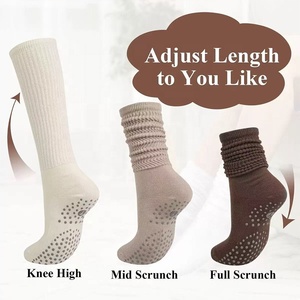 Grip Pilates <strong>Socks</strong> for Women, Yoga Slouch <strong>Socks</strong> with Grip for Barre Workout Hospital Long Scrunch <strong>Slipper</strong> <strong>Socks</strong> - Product Image 3