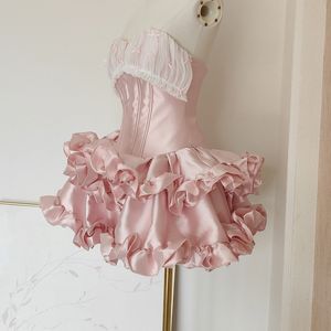 Vestido de cintura con borde de oreja negra en <span class=keywords><strong>topless</strong></span> de espina de pescado empalme con lazo sensual de diseño de lujo ligero - Product Image 5