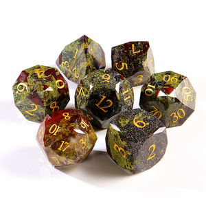 7 pièces personnalisé mdn polyédrique D20 jeu de dés Unique Dragon sang pierre naturelle verre matériel pour donjons Dragons jeu de société - Product Image 1