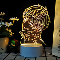 Prix de gros, lampe de nuit créative 3D d'anime, option de logo personnalisé, lampe décorative à changement de couleur 3 couleurs pour les amateurs d'anime