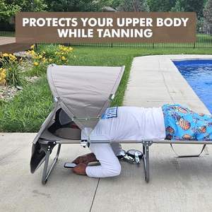 Chaise longue pliante avec auvent pare-soleil et ouverture pour le visage, chaise de bronzage extérieure plus confortable - Product Image 6