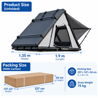 RAYCIN Tente de toit portable à coque rigide en aluminium noir pour SUV compact idéale pour les escapades du week-end