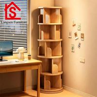 Étagère d'angle multifonctionnelle rotative à 360 degrés en bois massif, 8 niveaux, pour livres et photos, idéale pour la maison - Vente en gros