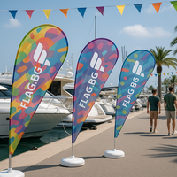 Drapeaux de plage en polyester double face de haute qualité avec sublimation par transfert thermique (tailles de 8 à 16 pieds) avec logos personnalisés pour la publicité extérieure
