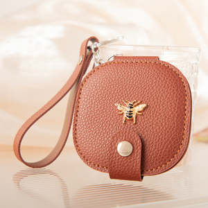 Leather Compact <b>Mirror</b> Keychain Round Double Sided Folding Makeup <b>Mirror</b> Portable With Strap Orange Rounded <b>Square</b> Leather - Product Image 1