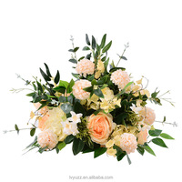 Boule de fleurs artificielle réaliste de 40 cm avec hortensias et roses rouges, roses et bleues pour centre de table de mariage