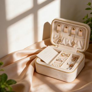 Light Luxury Velvet <b>Mini</b> Jewelry <b>Box</b> Portable Travel <b>Storage</b> Case for Earrings Rings Necklaces - Product Image 5