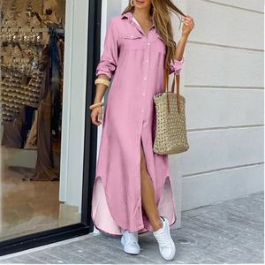 PROMO CHAUDE Robe Chemise d'Été <span class=keywords><strong>Mode</strong></span> d'Automne Décontractée Longue Grandes Tailles <span class=keywords><strong>Vêtements</strong></span> pour Femmes S-5XL - Product Image 2