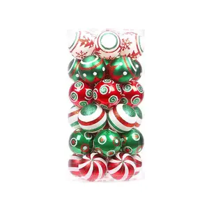 Hot Sale 30pcs 6cm Rot Grün Weihnachts kugeln Bruchs ichere Kunststoff Weihnachts kugel Ornamente