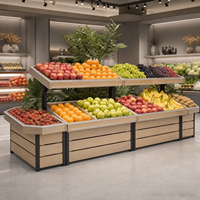 Opvouwbare, draagbare, houten marktkraam voor vers fruit en groenten, Boxue Custom Modular Fresh Produce Display Table, geschikt voor supermarkten
