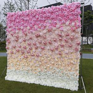 <span class=keywords><strong>Promise</strong></span> Panel White Roll up Floral Grass Flower Backdrops Wall, Custom Wedding Gradient Pink Fabric Paneles de flores artificiales - Product Image 1