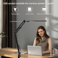 Lampe de bureau LED en aluminium à col de cygne, éclairage de travail, bureau, entreprise, capteur de lumière intelligent, lecture, protection des yeux, lampe à clipser sur table, E26/E14