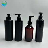 Bouteilles de shampooing rondes en PET noir de 1L avec pompe pulvérisatrice pour sérum et lotion de soin de la peau, bouteille de gel douche avec pompe filetée 28/410