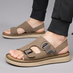 Sandalias Planas de Verano para Hombre, Diseño Casual con Hebilla, Parte Superior de PU, Suela de Goma Antideslizante, Punta Abierta, para Playa - Product Image 3