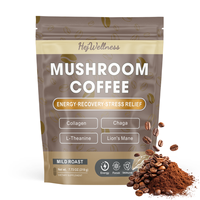 Poudre de café aux champignons : Soutient la santé immunitaire, la concentration mentale, l'énergie stable – Complément alimentaire naturel pour une boisson bien-être quotidienne
