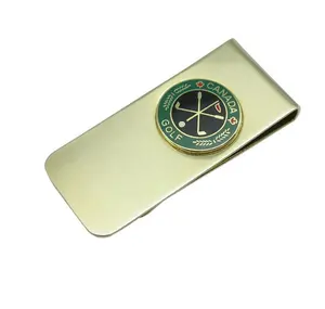 Tùy chỉnh Brass Wallet tiền kim loại Clip với men Huy hiệu pin
