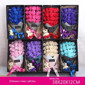Bouquets de savon pour la Saint-Valentin, 23 roses et ours en peluche, cadeaux d'anniversaire, fleurs artificielles en gros - Product Image 3