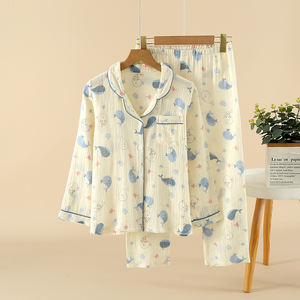 Cardigan 100% coton avec impression de dessin animé <span class=keywords><strong>garçon</strong></span> fille pyjamas à manches longues <span class=keywords><strong>adolescent</strong></span> vêtements de nuit pour le printemps et l'automne pour les vêtements d'été - Product Image 2