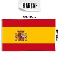 Drapeau espagnol personnalisable 3x5 pieds, simple face, style fanion, pour bannières nationales et drapeaux de présentation, imprimé sur commande
